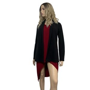 Simply Vera Vera Wang Black Open Front Longline Blazer Jacket Stretch Knit